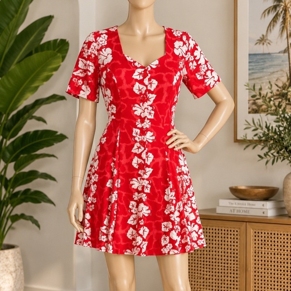 ICI Womens Romper Red Hibiscus Floral Crisscross Back Medium
